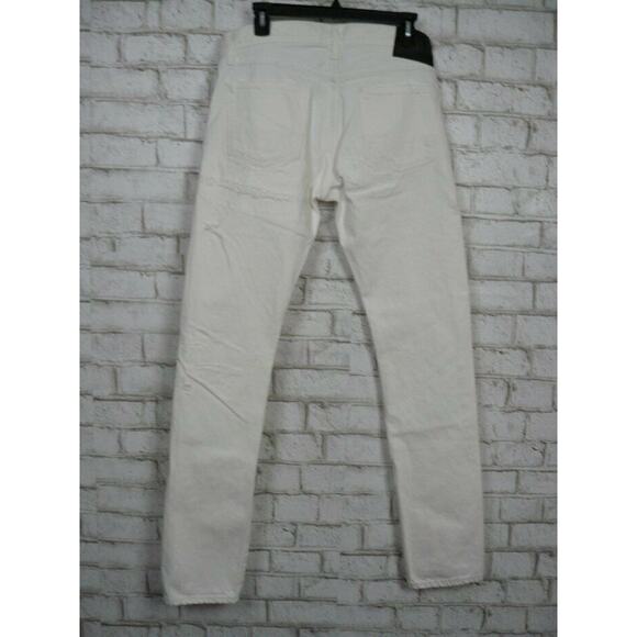 Fabric Brand & Co White Selvedge Slim Fit Distressed Jeans FB02 DUFF 30 X 34 NEW - Picture 8 of 11